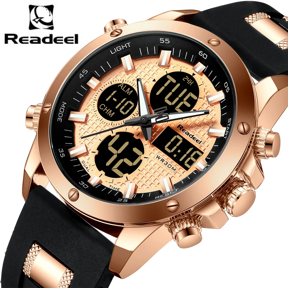 Comprar Reloj de pulsera militar resistente al agua Readeel para hombre reloj de pulsera de cuarzo masculino reloj de pulsera para hombre 2019