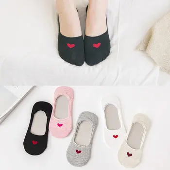 

New Arrival 1Pairs Cotton Short Women Socks Cartoon Heart Socks Funny Slippers Boat Invisible Socks