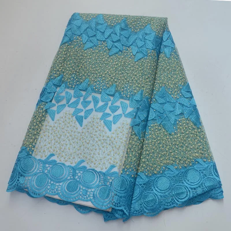 

Light blue African Lace Fabric High Quality French Net Embroidery Tulle Mesh Lace Nigerian Stones Fabric For Wedding Party Dress