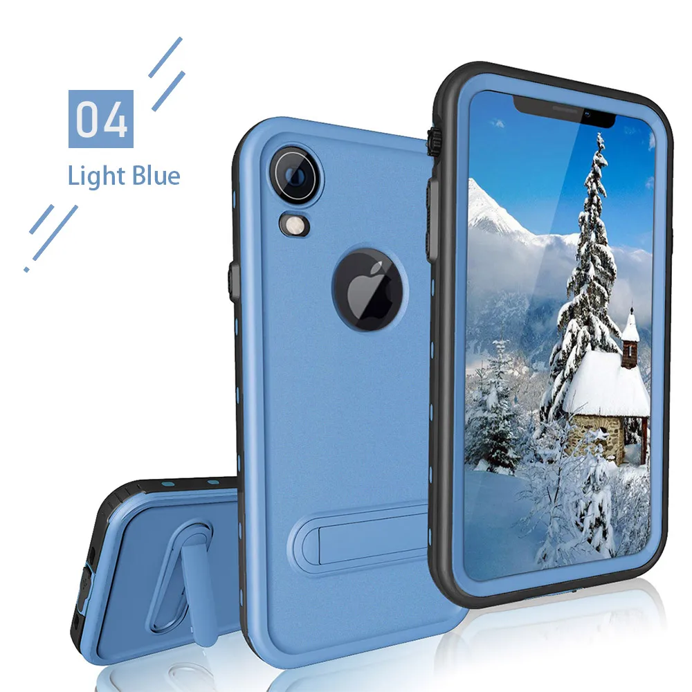 SHELLBOX телефон водонепроницаемый чехол для iPhone XR X XS Max чехол TPU Силиконовый чехол для iPhone 7 8 Водонепроницаемый Чехол - Цвет: Lake Blue