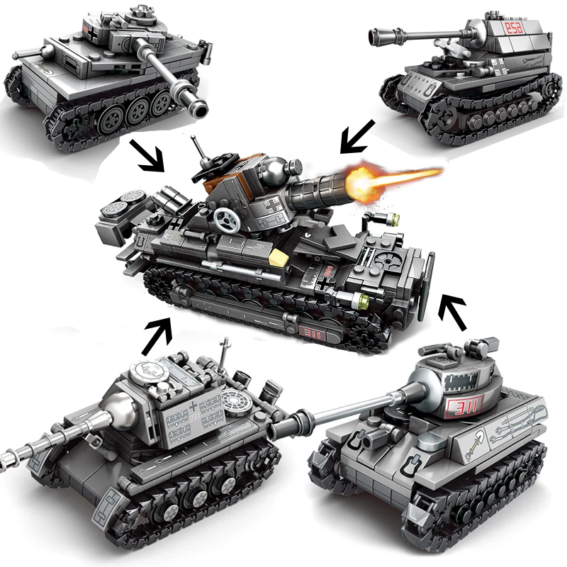 Online Bausteine 957 Pcs 4In1 WW2 Deutschland Tank Armee Spielzeug LegoINGly Militär Fahrzeuge Weltkrieg 2 Tank Figuren Spielzeug für kinder