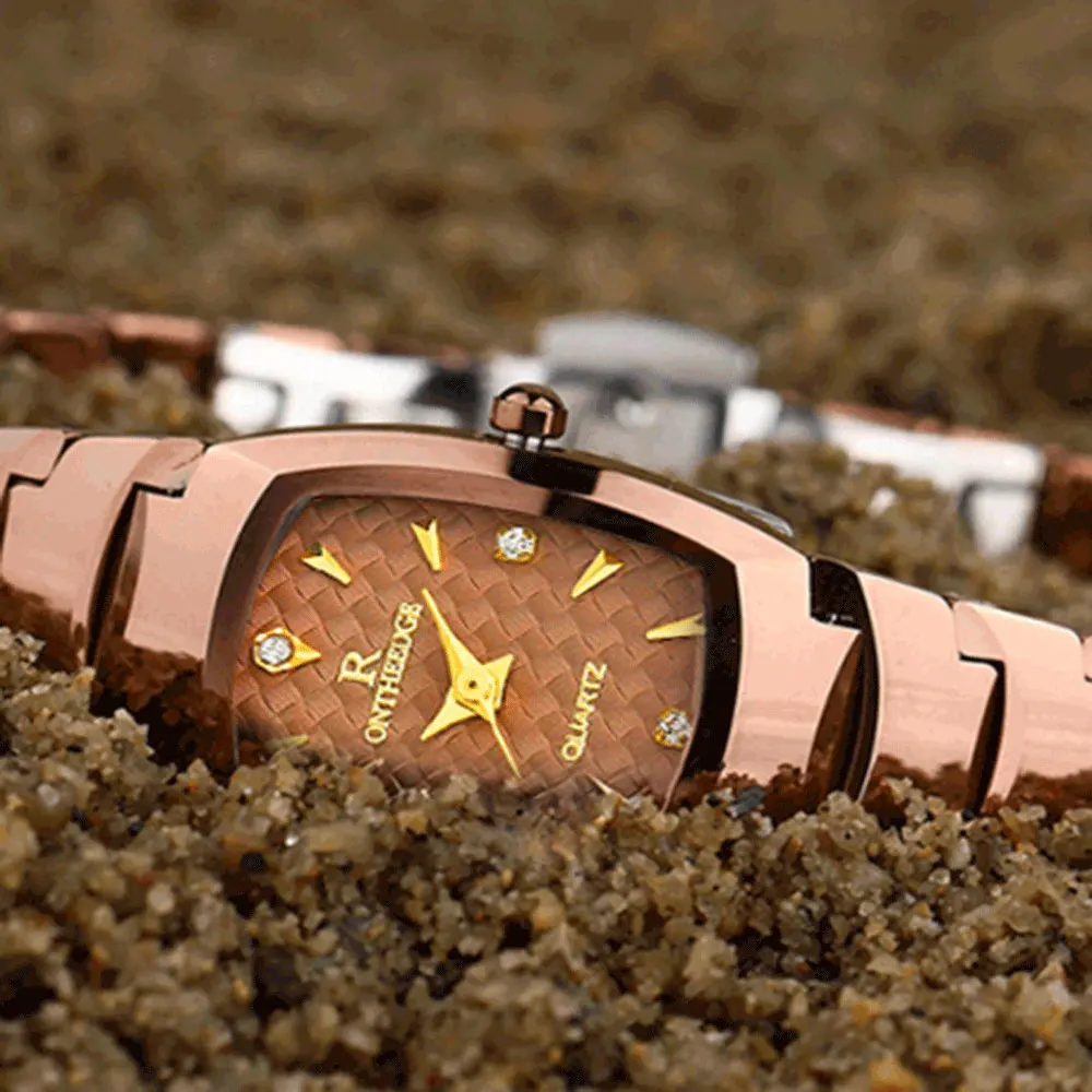 Женские часы из нержавеющей стали элегантные с бриллиантами женские