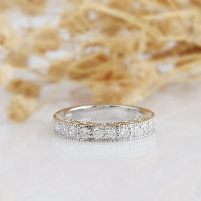 Veryins Vantage 14k 585 Белое золото DEF цвет Moissanite стек половина вечности обручальное кольцо для женщин подарок