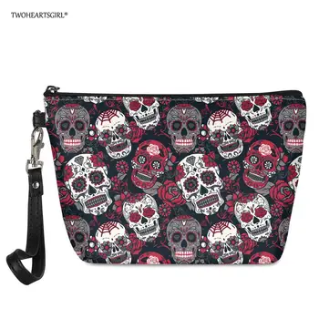 

Floral Skull Makeup Bag Women Cosmetic Bag Printing Leather Neceser Toiletry Bag for Travel Organizer Small Make Up Bags