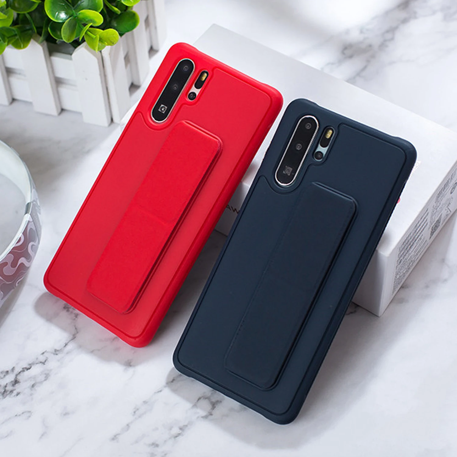 Wrist Strap Silicone Case for Huawei P30 Pro P20 Lite Stand Holder Back Cover Protective Cases |