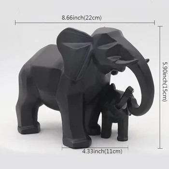 

Gold Modern Geometric Elephant Resin Home Decoration Accessories Crafts for Sculpture Statue Ornaments Mother and child