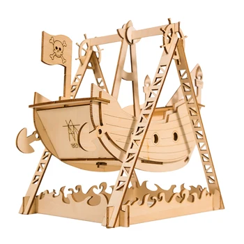 

35Pcs DIY 3D Pirate Ship Puzzle Wooden Model Building Kit Assembly Pirate Ship Vitascope Toy Model Educational Toy Gift For Kid