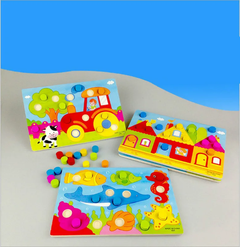 

Color Cognition Board Montessori Educational Toys for Children Wooden Toy Jigsaw Early Learning Color Match Game