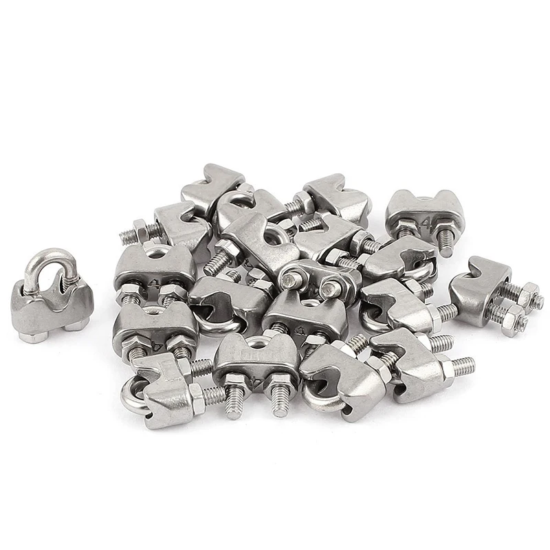 

4mm 1/6 inches stainless steel wire rope cable clamp pliers wire rope clamp 20 pcs