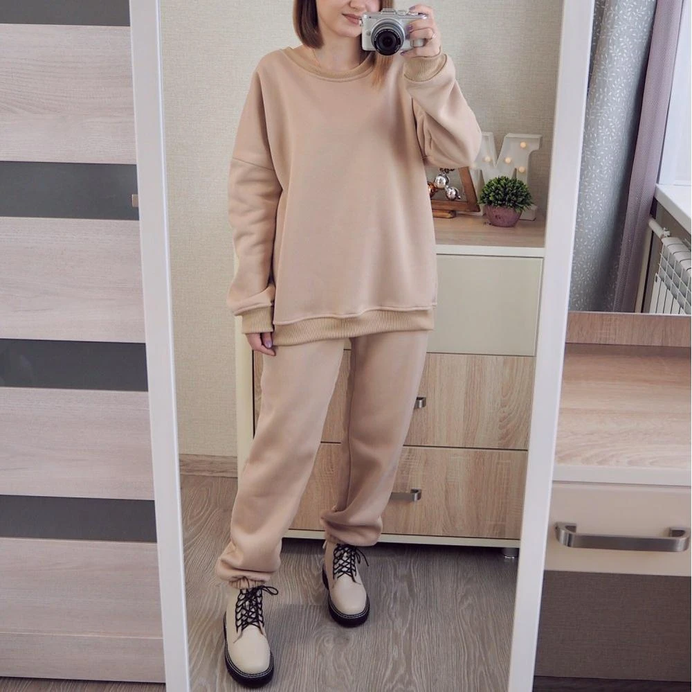 GOPLUS chándal De talla grande para Mujer, conjunto De dos piezas, sudadera, Ropa deportiva|Trajes de AliExpress