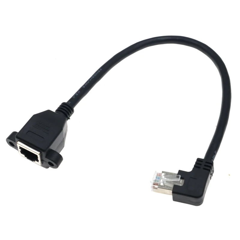 90 Degree RJ45 Male to Female Panel Extension Cable for Ethernet LAN Gigabit Network - CAT5 CAT6 with Screw Hole Description Image.This Product Can Be Found With The Tag Names Computer Cables Connecting, Computer Peripherals, Panel, PC Hardware Cables Adapters