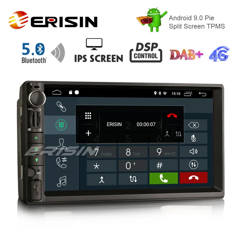 Erisin ES8049U " DAB+ ips экран DSP Android 9,0 Автомобильный gps WiFi Bluetooth 5,0 навигация RDS 4G