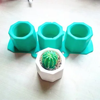 

Silicone 3 Holes Mold Craft Cactus Flower Concrete Clay Casting Ice Ceramic Mould Supplies Kitchen Cup Molds Plaster