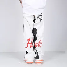 Pantalones vaqueros holgados de estilo Hip Hop para hombres y adolescentes, ropa de calle masculina con estampado gráfico divertido de Color, estilo Punk, Kanye West, 2021