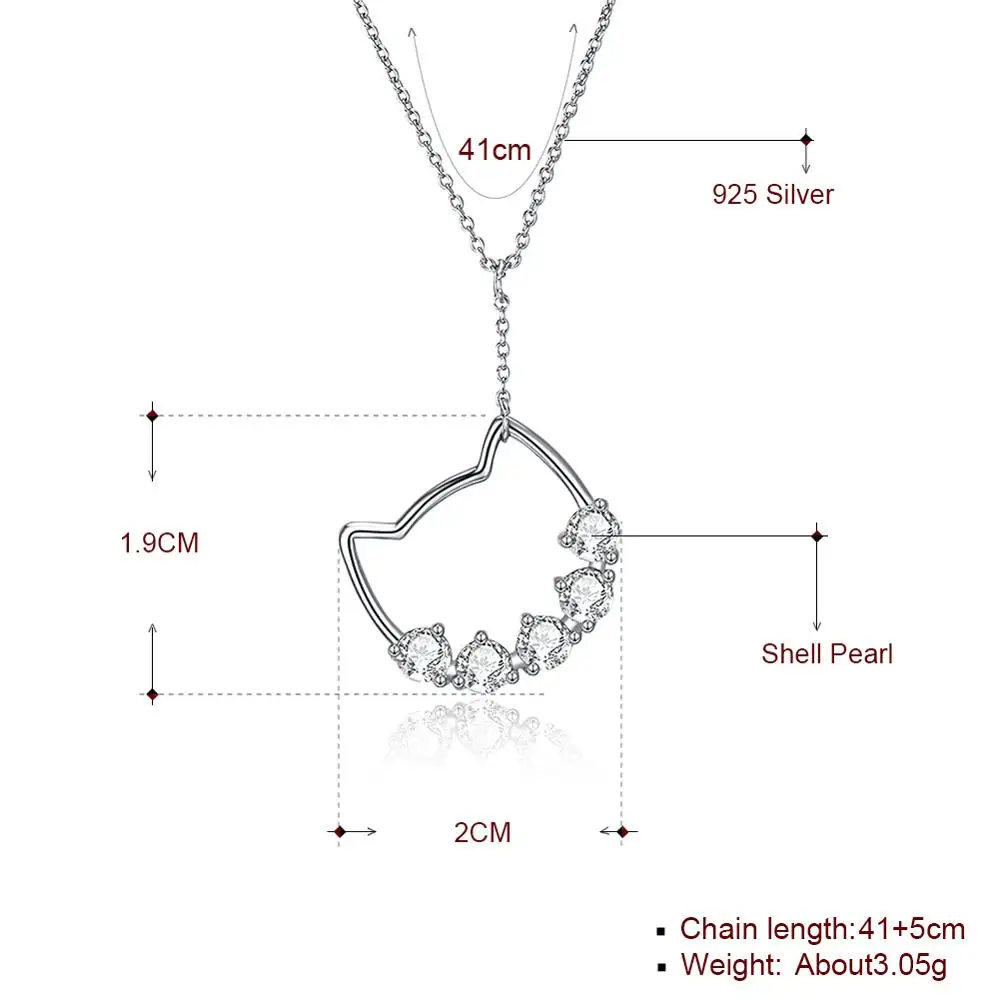 SILVERHOO, Настоящее серебро 925 пробы, прекрасный кот, изысканное женское ожерелье с кулоном, роскошное Стерлинговое Серебро, ювелирное изделие, подарок