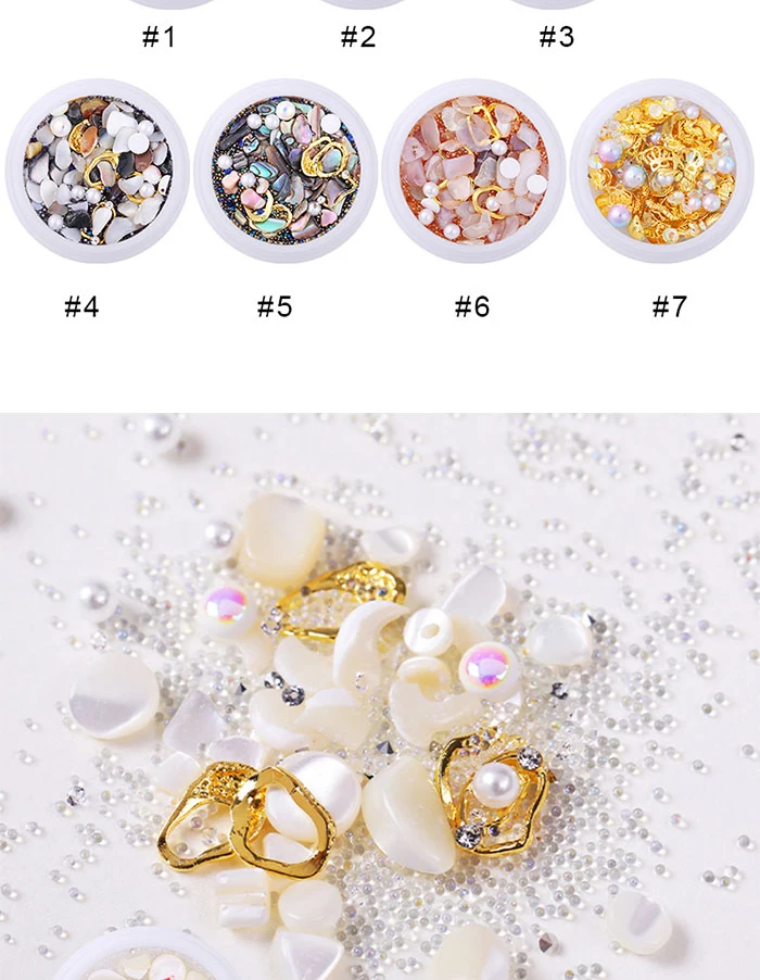 Mixed-size 3D Nail Art Decoration Nail Beads Nail Rhinestones Summer Ocean Theme Irregular Design Nail Accessories