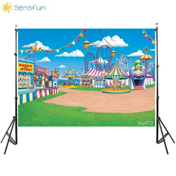 

Sensfun Cartoon Playground Kids Birthday Party Backdrop Amusement Park Baby Shower Photography Background Photo Booth Props