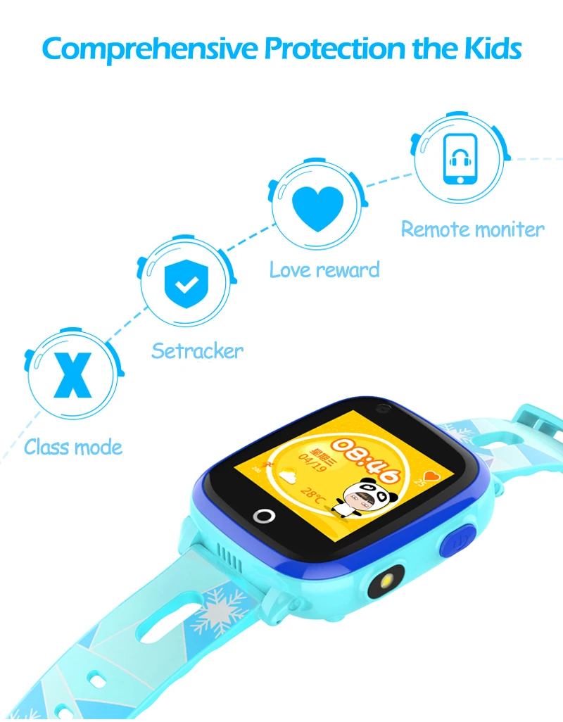 696 DF33Z Waterproof 4G Child Smart Watch Camera GPS WIFI Students Kids Children Smartwatch SOS Video Call Monitor Tracker DF33