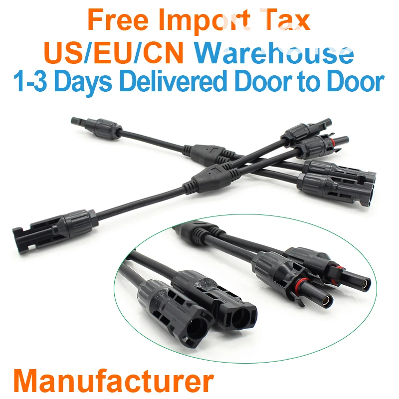 

200 Pairs High professional MC4 Connector Y Branch 2 to 1 Cable Connector UL TUV standard 2 in 1 Y connector LJ0154