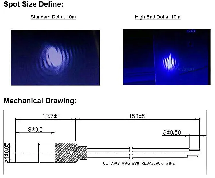 Min Size D4X13.7mm 780nm 1mw 5mw IR Dot Laser Module Industrial Grade APC Driver
