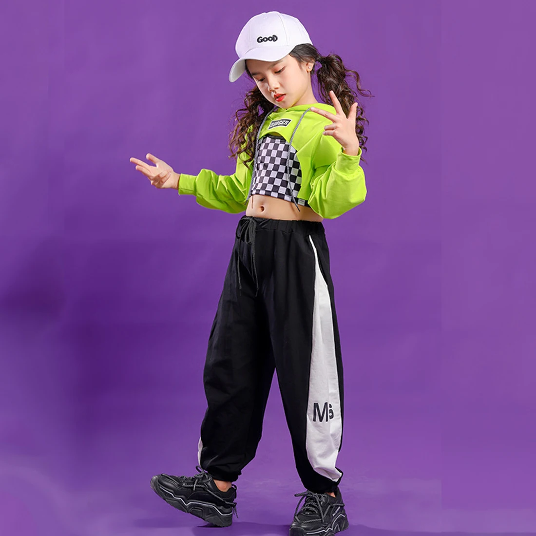 Hip Hop Dance Cute Dance Wear Kids Dance Costume Kids Girls Hip-hop  Clothing Sets Crop, image size:1100x1100