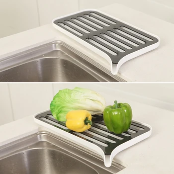 

Detachable With Tray Sink Caddy Drain Rack Tableware Countertop Home Kitchen Fruit Vegetable Bathroom Easy Clean Space Saving