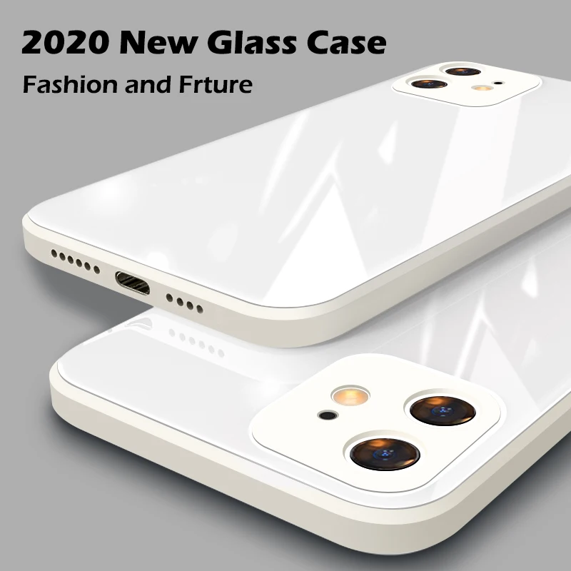 ASTUBIA квадратный чехол из закаленного стекла для iPhone 11 12 Pro Max прочный армированный телефона кожи малыша Фрам
