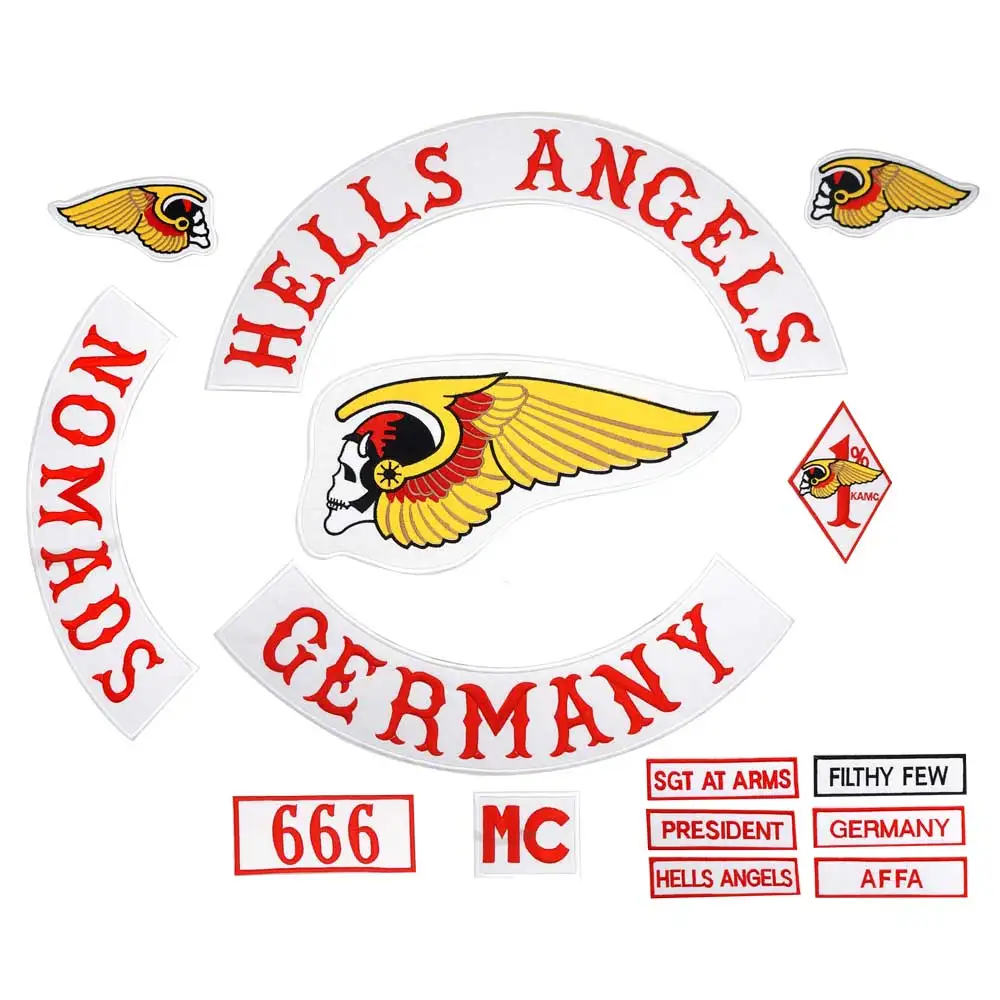 Hells angels MC бэк вышивка патч для одежды шляпа сумки железа на крючок - Цвет: full set 172 a1