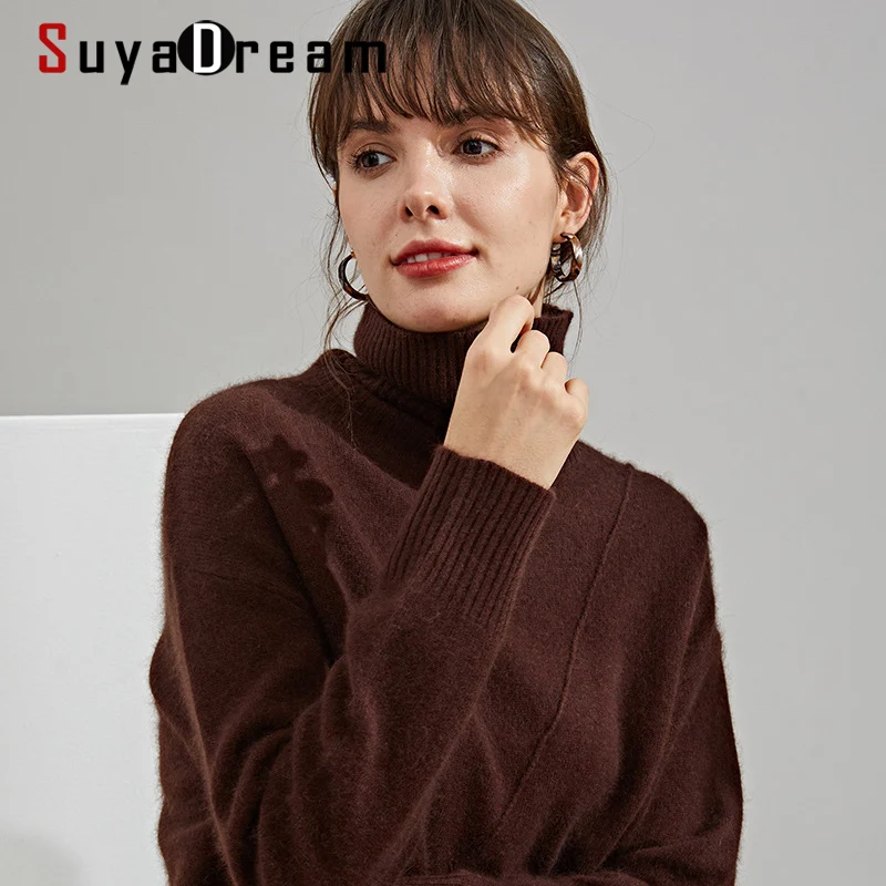 SuyaDream woman Wool sweaters Cashmere Turtleneck