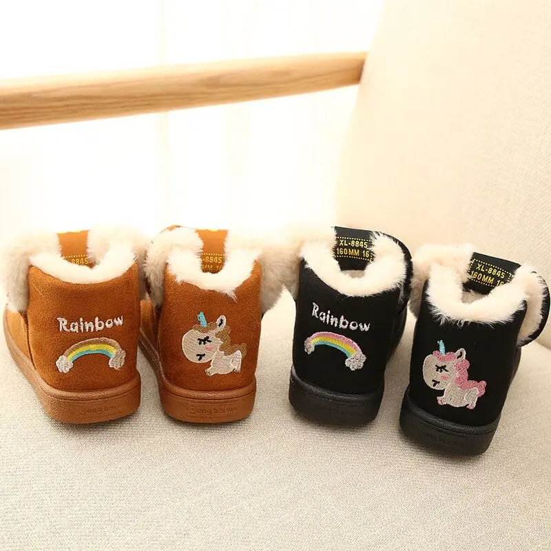 New Winter Snow Boots For Kids Girls Home Slippers Cartoon Unicorn Baby Girls Shoes For Children Boys Indoor Bedroom Slippers