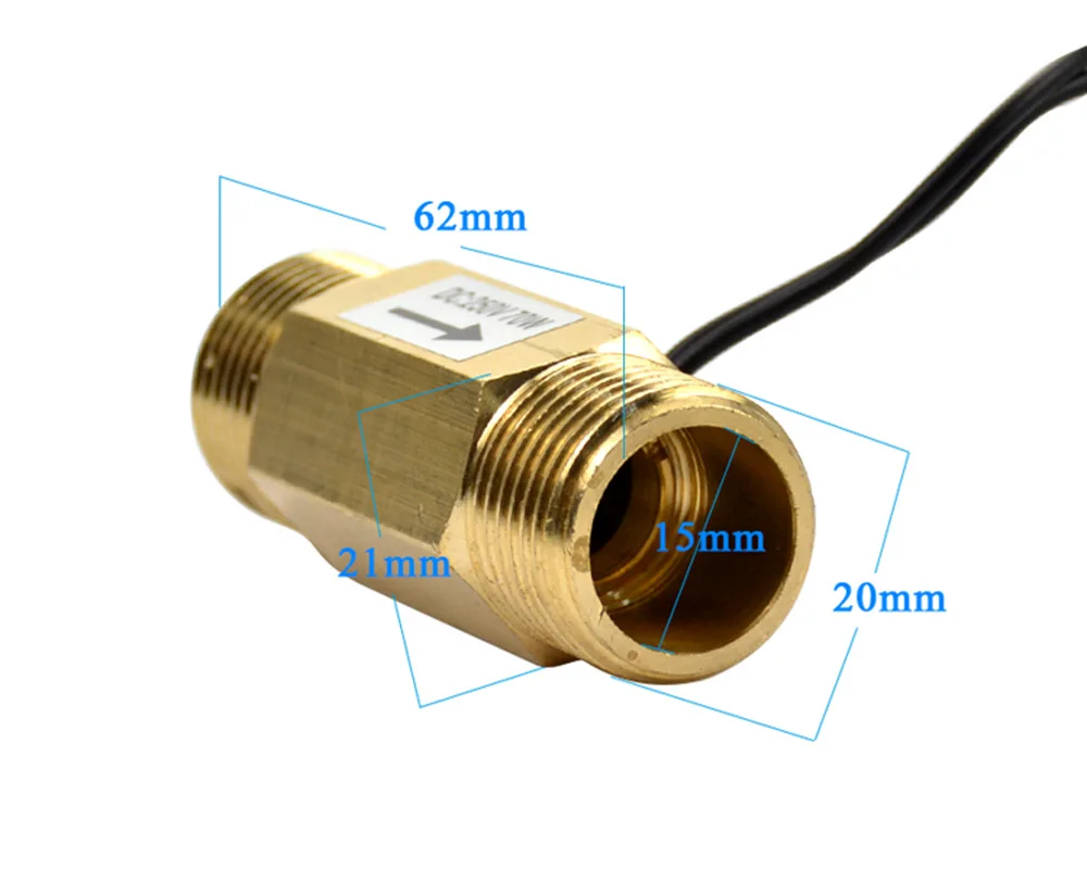 USM-FS21TA Flow Sensor Switch Reed Switch Brass Magnetic Sensor 1.5-12L/min 250V DC 70W 2 wire Saier iSentrol