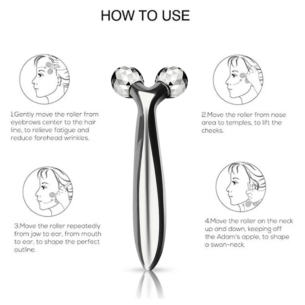 Masajeador de rodillo 3D con rotación de 360 grados, herramienta de relajación de cuerpo completo, para estiramiento Facial Y eliminación de arrugas en forma de Y