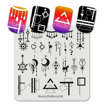 

Beauty BigBang Nail Art Stamping Plates Geometry Delta Moon Heart Image 6cm Stainless Steel Template Nail Mold Stamp Template