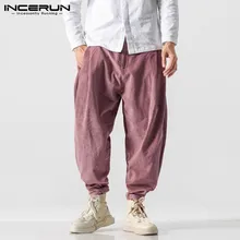 INCERUN, модные мужские однотонные шаровары, модные Мешковатые повседневные брюки, литературные мужские вельветовые спортивные штаны, джоггеры, уличная одежда