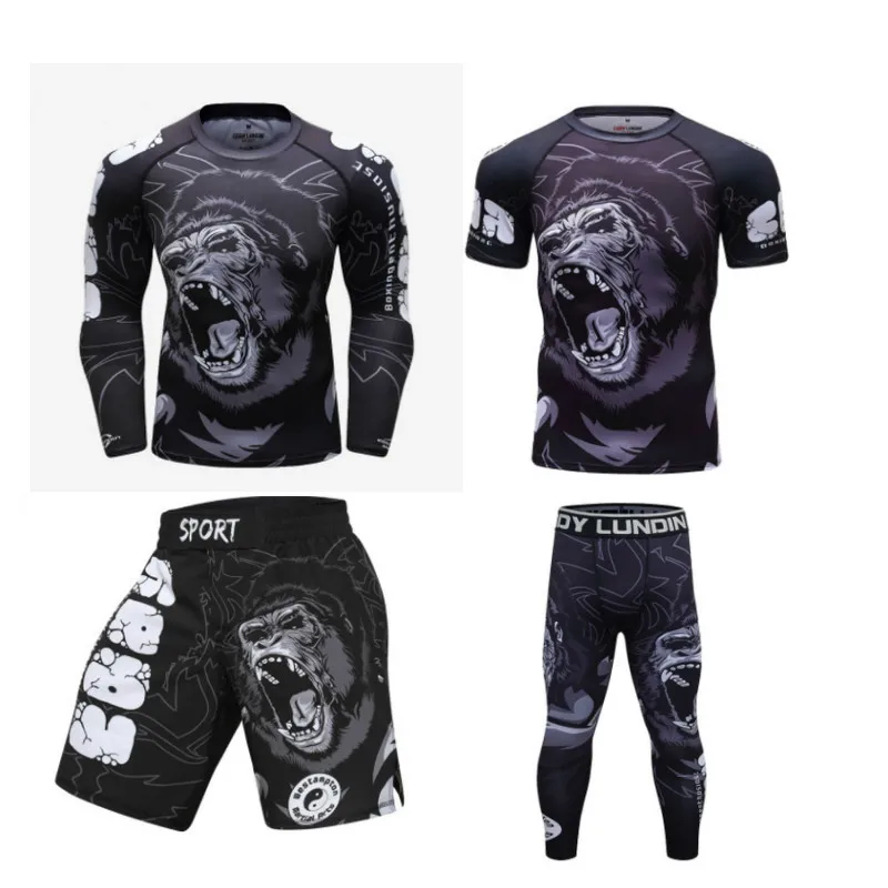 Компрессионные рубашки мужские для MMA бокса Муай Тай шорты Рашгард джиу джитсу