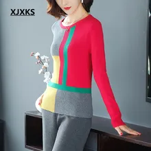 XJXKS соединяет Тонкий удобный кашемировый трикотажный свитер женский пуловер осень и зима высококачественный Женский свитер