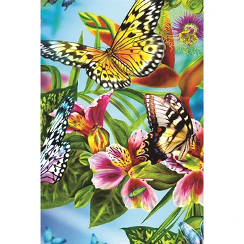 

5D Diamond Painting Kit Round Crystal Butterfly Orchid Flower Papillon DIY Full Drill Embroidery Mosaic Stitch Home Decor Gift