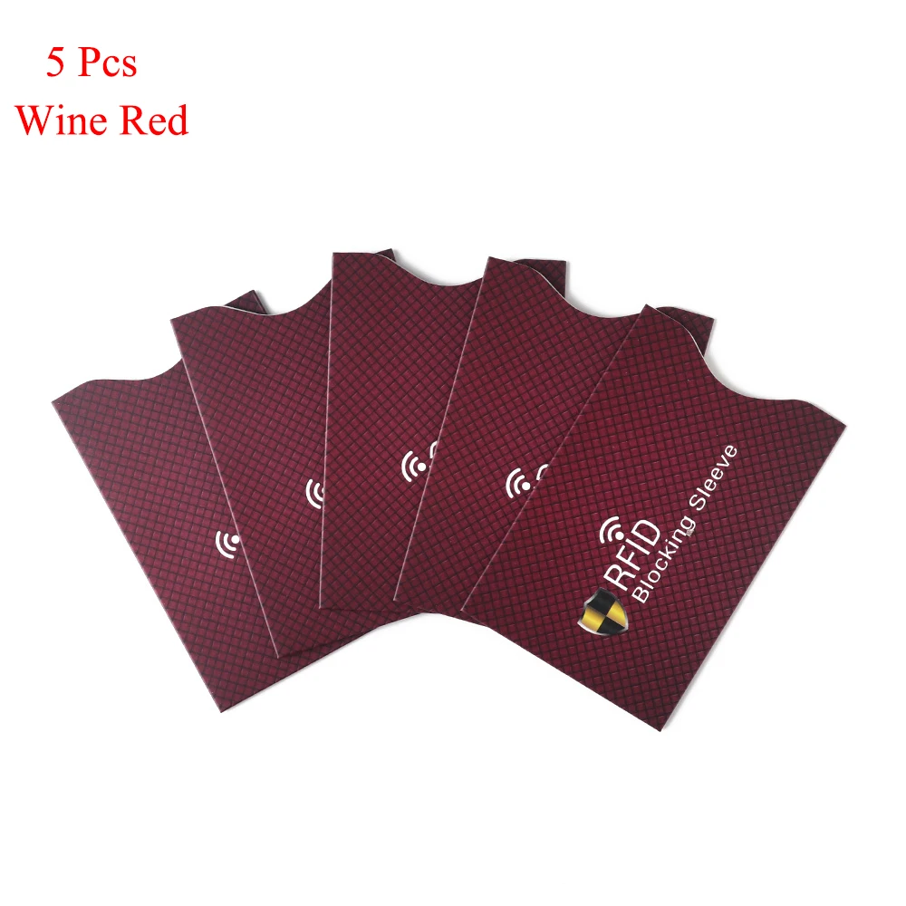 Style 1-wine red 5 шт., защита от кражи для RFID, защита для кредитных карт, блокировка, держатель для карт, рукав, кожаный чехол, Защита, Чехол для банковских карт, новинка - Цвет: Style 1-wine red