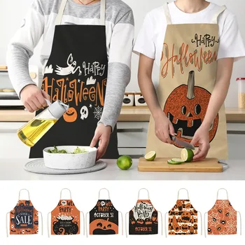 

Halloween Cooking Aprons Kitchen Dinner Party Baking Aprons Cotton and Linen kitchen Aprons Adult Waist Festival Props Lovely