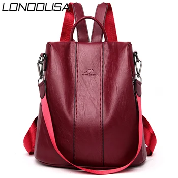 

3 in 1 Bagpack Leather Anti-theft Backpack Women Back Pack Shoulder Bags For Women 2019 Travel Backpack Mochila Feminina Preppy