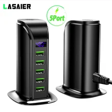 Универсальное зарядное устройство usb multi концентратор светодиодный Дисплей 5 Порты и разъёмы зарядка через usb док-станция для мобильного телефона настенный термометр стол беговой дорожке дома ЕС США Plug
