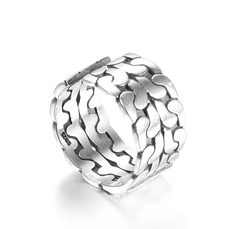 Tanie Kinel S925 srebro pierścionek biżuteria gorąca sprzedaż osobowość fala otwarcie szeroki i wąski pierścionek moda moda popularne proste smoo