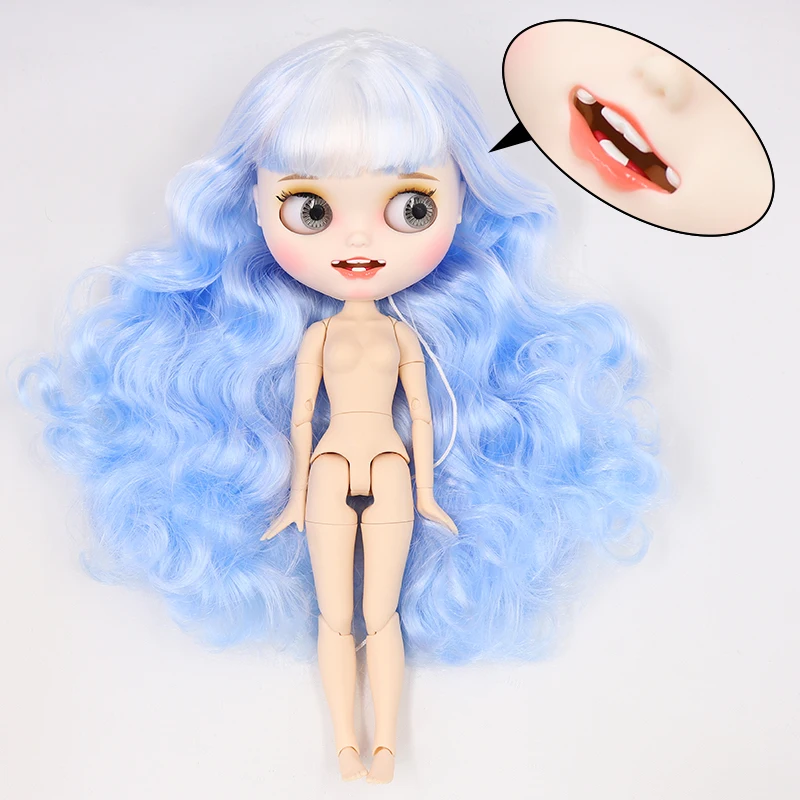 Ледяная фабрика blyth кукла белая кожа шарнир тела пользовательская кукла bjd игрушка матовое лицо с зубами голая кукла 30 см - Цвет: nude doll F