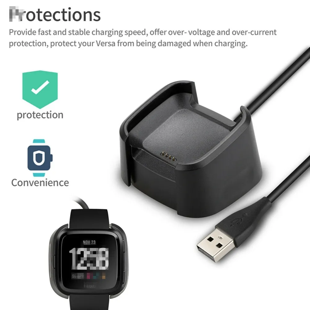 2 шт./компл. Смарт-часы зарядка через usb крэдл станция Мощность Зарядное устройство Док-станция Подставка Для Fitbit Versa-1 шт