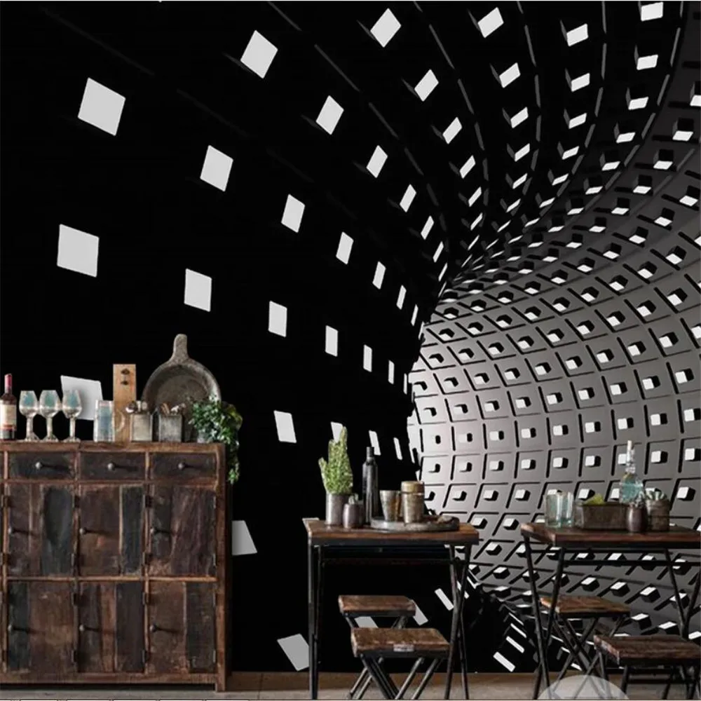 

Custom large wallpaper mural black and white time and space ramp wallpaper TV background wall wall covering home decoration 3d