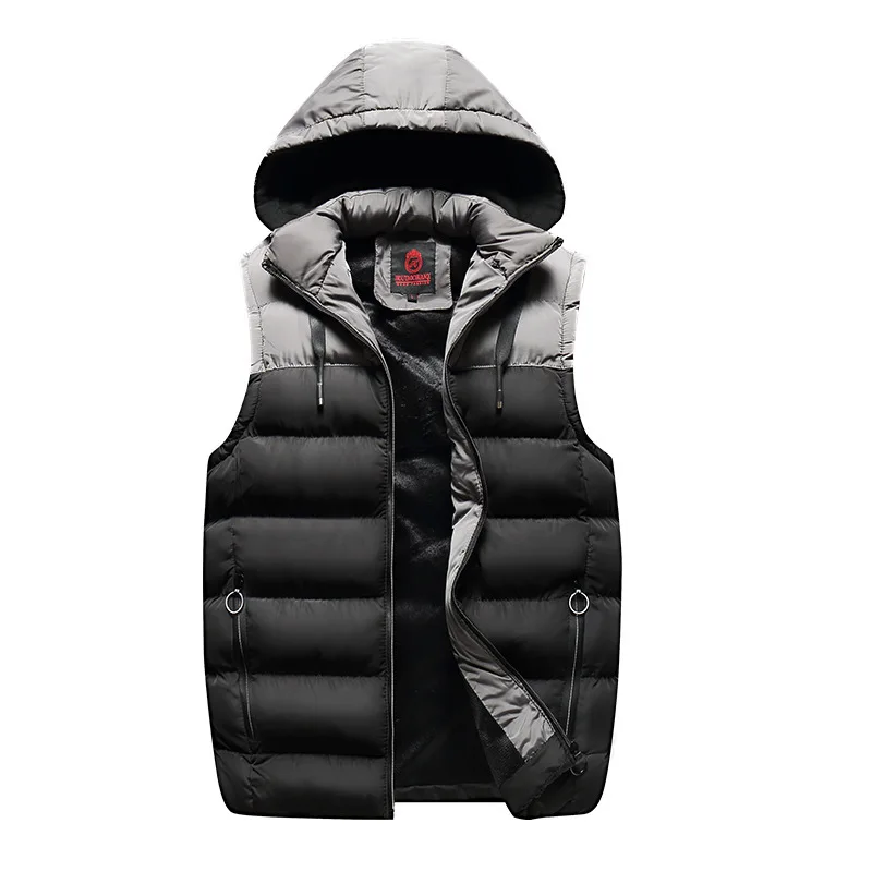 Autumn& Winter Cotton Waistcoat Mixed Colors Hooded Waistcoat Men Korean-style Trend Handsome Slim Fit Warm Vest Coat