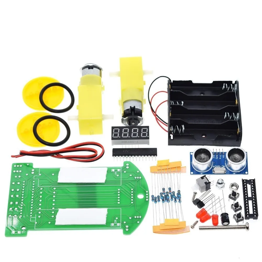 D2-4 Ranging Car Carts DIY Kit Ultrasonic Module Intelligent Ranging Car Kit for Arduino