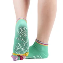 1 пара спортивных упражнений балетная обувь для танцев для женщин Полный Пальцы Йога носки нескользящие массажные с резиновым покрытием фитнес теплый тренажерный зал танцевальные носки