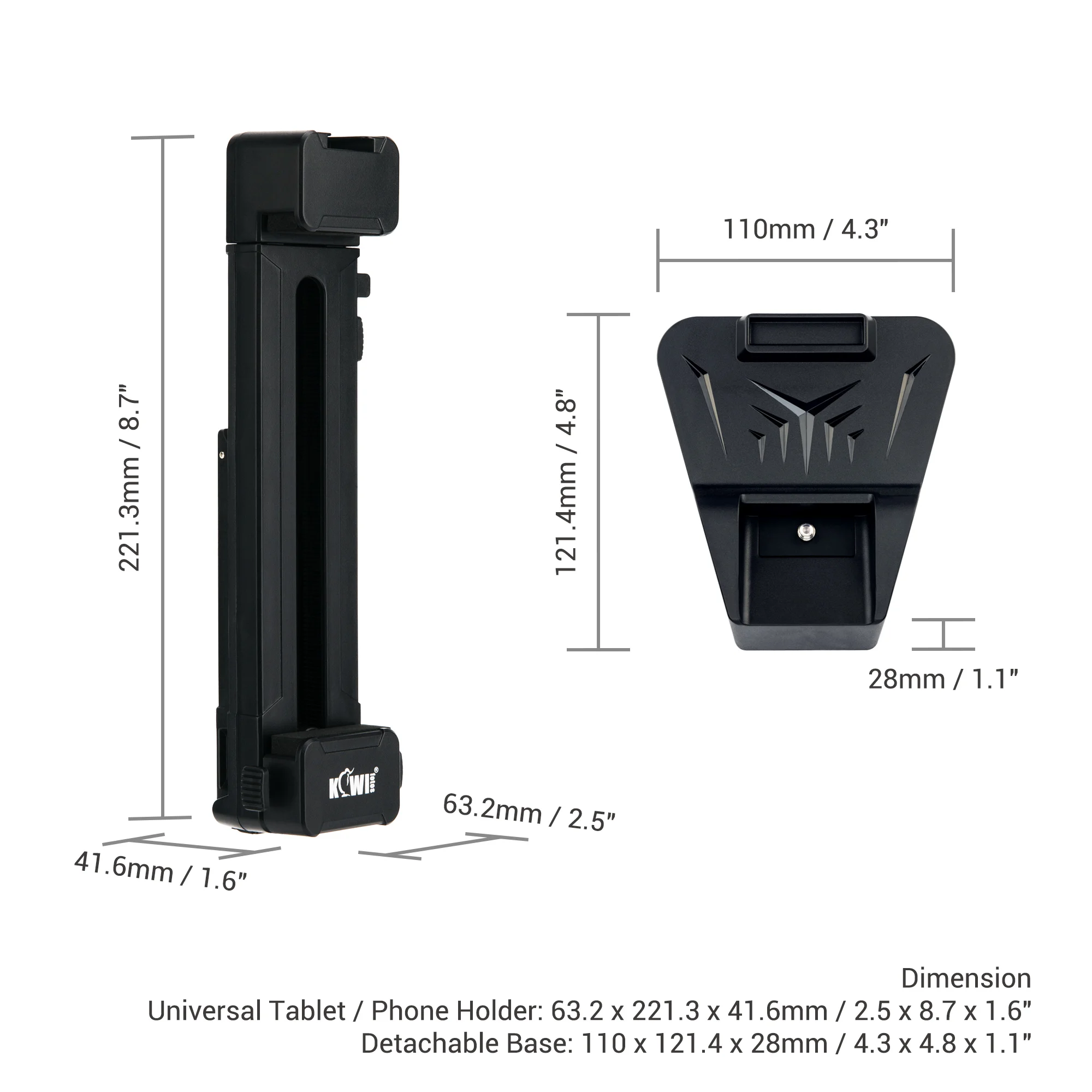 다목적 태블릿 삼각대 마운트 및 데스크탑 스탠드 클램프 홀더, 브이로그 삼각대 셀카봉용 콜드 슈 분리형 베이스, 2 in 1