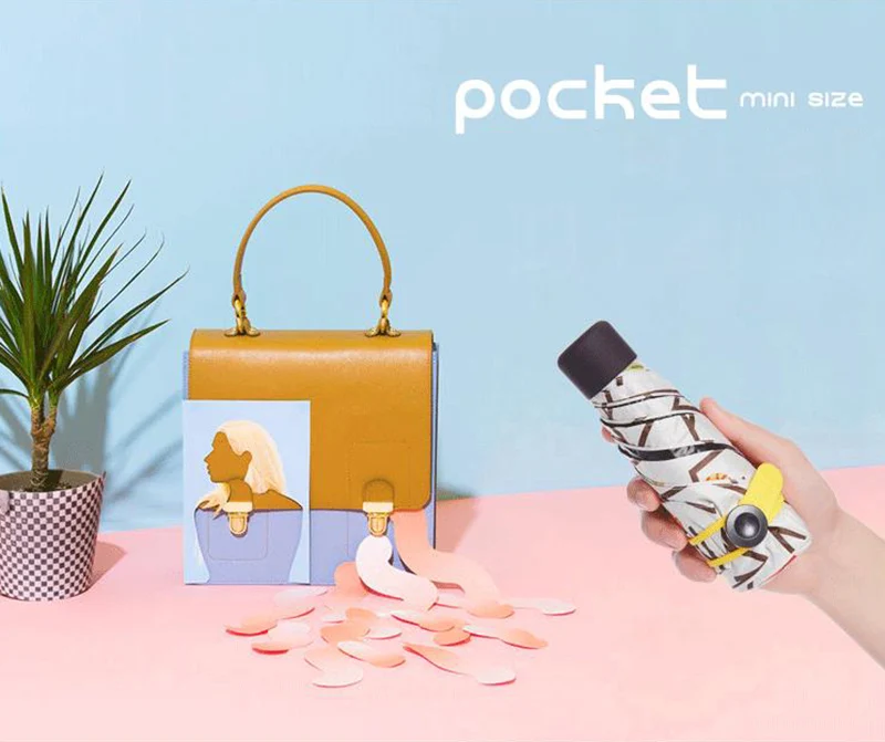 Portable Cartoon Umbrella Rain Women Folding Umbrellas Female Sunny Parasol Lovely Paraguas Mini Pocket Umbrella